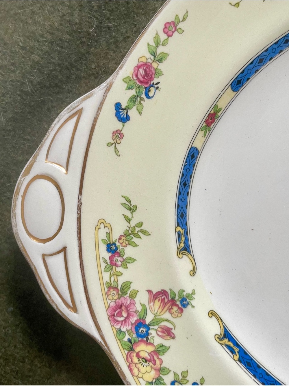 Pareek Johnson Bros Vintage Floral Ivory Serving Platter with Blue Accents - Picture 6 of 8